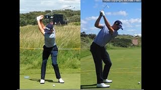 Justin Thomas golf swing  Long Iron faceon amp downtheline July 2017 [upl. by Rellim161]