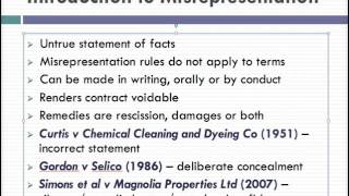 Misrepresentation Lecture 1 of 4 [upl. by Hadlee]